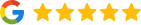 Google logo with five gold stars.